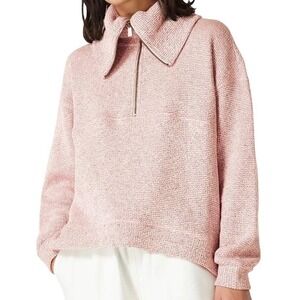 Sweaty Betty Blush Pink Restful Boucle Half Zip Sweatshirt Hi Lo size 10